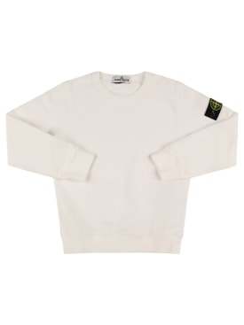 Stone Island: Organic cotton crewneck sweatshirt - Beyaz - kids-boys_0 | Luisa Via Roma