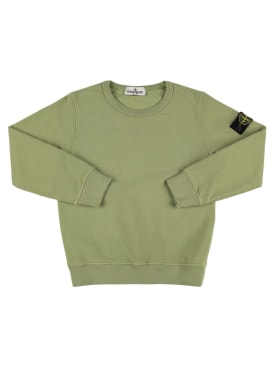 Stone Island: Organic cotton crewneck sweatshirt - Light Green - kids-boys_0 | Luisa Via Roma