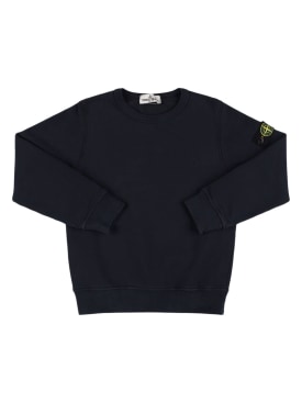 Stone Island: Organic cotton crewneck sweatshirt - Navy - kids-boys_0 | Luisa Via Roma