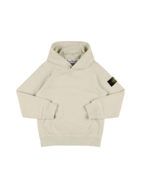 Stone Island: Organic cotton hooded sweatshirt - Off White - kids-boys_0 | Luisa Via Roma