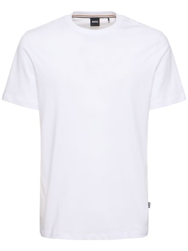 Boss: Thompson logo cotton jersey t-shirt - White - men_0 | Luisa Via Roma