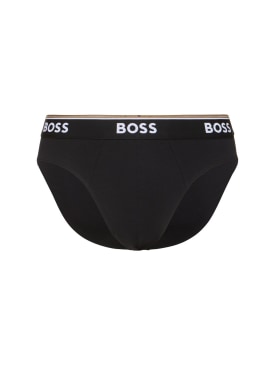 Boss: Lot de 3 slips en coton - Noir - men_0 | Luisa Via Roma
