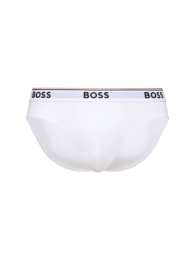 Boss: Set de 3 calzoncillos slip de algodón - Blanco - men_0 | Luisa Via Roma