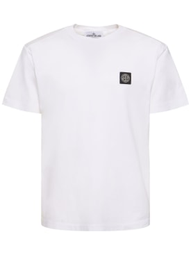 Stone Island: Cotton short sleeve t-shirt - Blanc - men_0 | Luisa Via Roma