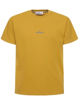 Stone Island: Cotton short sleeve t-shirt - Mustard - men_0 | Luisa Via Roma