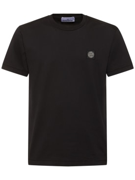 Stone Island: Cotton short sleeve t-shirt - 黑色 - men_0 | Luisa Via Roma