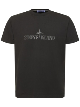 Stone Island: T-shirt in cotone - Lead Grey - men_0 | Luisa Via Roma