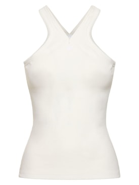 Courreges: Criss cross 90s rib cotton tank top - White - women_0 | Luisa Via Roma