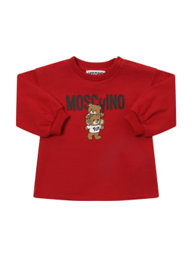 Moschino: Vestito in felpa di cotone con stampa - Rosso - kids-girls_0 | Luisa Via Roma