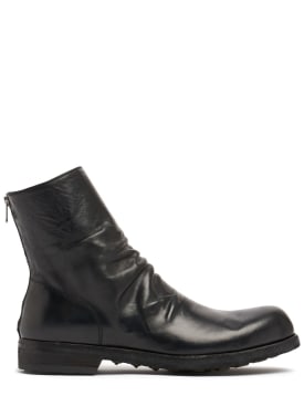 Officine Creative: Bulla zipped leather boots - Ebony - men_0 | Luisa Via Roma
