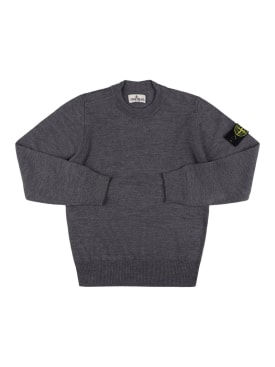Stone Island: Suéter de punto de lana virgen - Gris - kids-boys_0 | Luisa Via Roma
