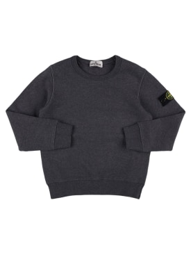 Stone Island: Organic cotton crewneck sweatshirt - Gri - kids-boys_0 | Luisa Via Roma