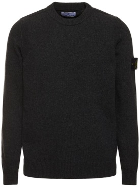 Stone Island: Wool blend crewneck sweater - 炭灰色 - men_0 | Luisa Via Roma