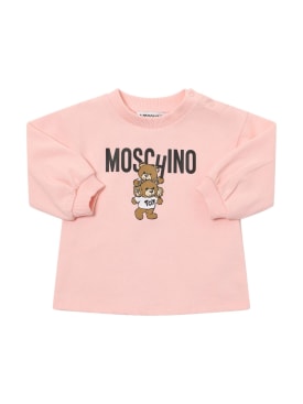 Moschino: Vestito in felpa di cotone con stampa - Rosa - kids-girls_0 | Luisa Via Roma