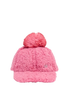 Monnalisa: Faux fur baseball hat w/pompon - Pink - kids-girls_0 | Luisa Via Roma