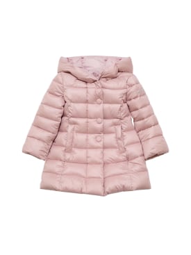 Monnalisa: Hooded poly & faux fur puffer jacket - Pink - kids-girls_0 | Luisa Via Roma