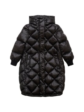 Monnalisa: Hooded poly puffer jacket - Black - kids-girls_0 | Luisa Via Roma