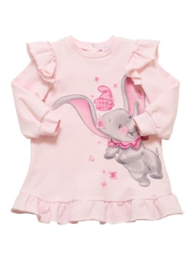 Monnalisa: Dumbo print cotton blend jersey dress - Pink - kids-girls_0 | Luisa Via Roma