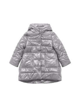 Monnalisa: Hooded poly puffer jacket - Grey - kids-girls_0 | Luisa Via Roma