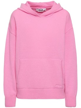 MSGM: Wool blend knit hoodie - Pink - women_0 | Luisa Via Roma