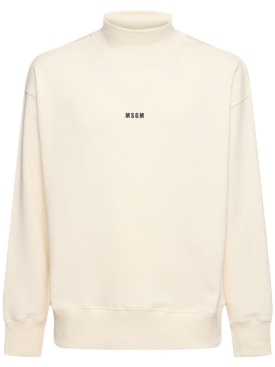 MSGM: Sweatshirt mit Mikro-Logo - Wollweiß - men_0 | Luisa Via Roma