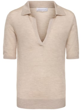 Gabriela Hearst: Frank cashmere & silk knit polo sweater - Oatmeal - women_0 | Luisa Via Roma