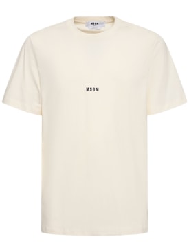 MSGM: Regular fit MSGM t-shirt - Off White - men_0 | Luisa Via Roma