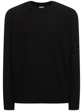 C.P. Company: Wool blend crewneck sweater - Black - men_0 | Luisa Via Roma