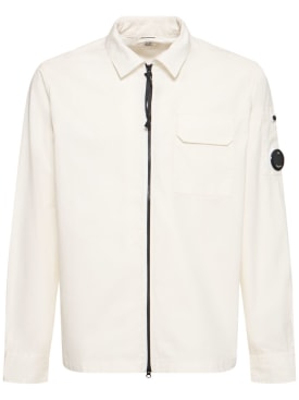C.P. Company: Cotton gabardine zipped overshirt - Gauze White - men_0 | Luisa Via Roma