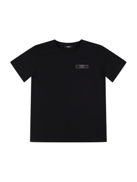 Balmain: Cotton jersey t-shirt w/ logo - Black - kids-boys_0 | Luisa Via Roma