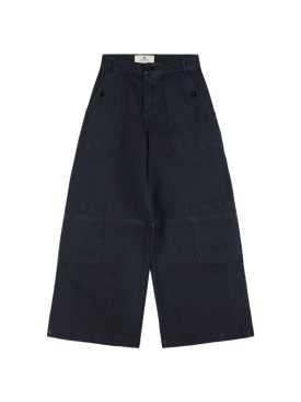 Etro: Stretch cotton cargo pants - Dark Blue - kids-boys_0 | Luisa Via Roma