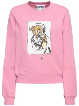 Moschino: Printed cotton jersey sweatshirt - Pink - women_0 | Luisa Via Roma
