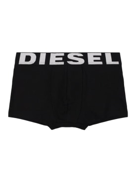 Diesel Kids: Pack of 3 cotton jersey boxer briefs - Black - kids-boys_0 | Luisa Via Roma