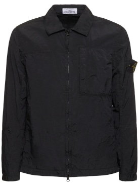 Stone Island: Tech zip overshirt - Nero - men_0 | Luisa Via Roma