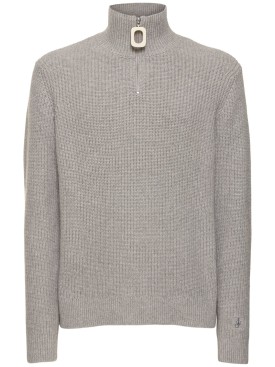 JW Anderson: Pull-over à demi-zippé en coton mélangé Jwa - Gris Clair - men_0 | Luisa Via Roma