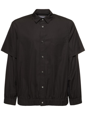 Sacai: Camisa de popelina de algodón - Negro - men_0 | Luisa Via Roma