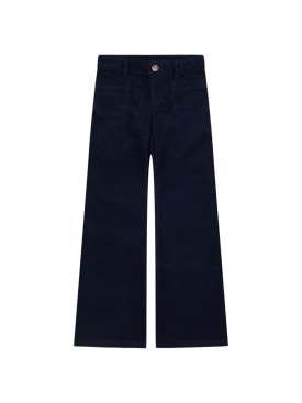 Bonpoint: Cotton stretch gabardine pants - Blue - kids-girls_0 | Luisa Via Roma