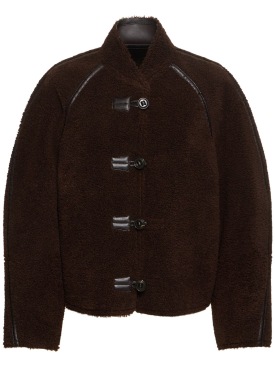 LOW CLASSIC: Faux shearling reversible short coat - Brown - women_0 | Luisa Via Roma