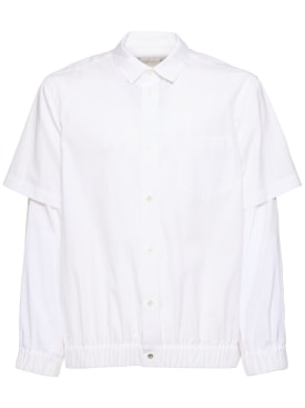 Sacai: Chemise en popeline de coton - Blanc Cassé - men_0 | Luisa Via Roma