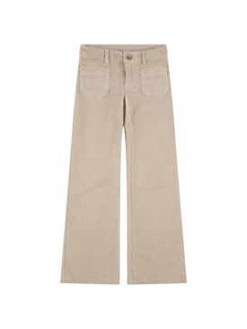 Bonpoint: Cotton stretch gabardine pants - Beige - kids-girls_0 | Luisa Via Roma