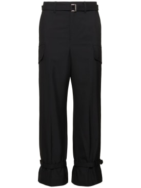 Sacai: Cargohose aus Wollmischgabardine - Schwarz - men_0 | Luisa Via Roma