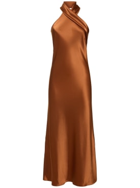 Galvan: Pandora midi halter dress - Bronze - women_0 | Luisa Via Roma