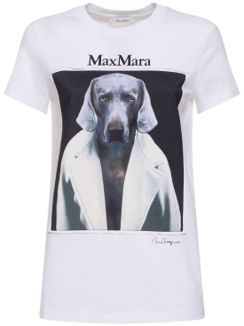 Max Mara: T-shirt Cipria in jersey stampato - Bianco - women_0 | Luisa Via Roma