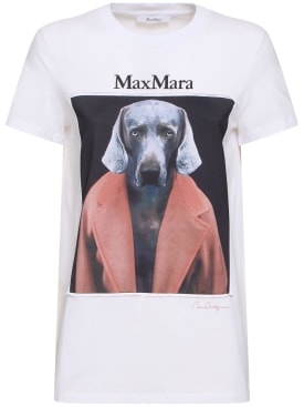 Max Mara: T-shirt Cipria in jersey stampato - Bianco/Rosa - women_0 | Luisa Via Roma