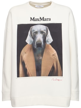 Max Mara: Bacco printed cotton jersey sweatshirt - Ivory/Camel - women_0 | Luisa Via Roma