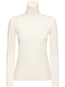 Max Mara: Saluto wool knit sweater - Ivory - women_0 | Luisa Via Roma