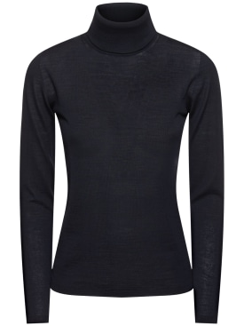 Max Mara: Saluto wool knit sweater - Navy - women_0 | Luisa Via Roma