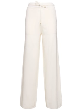 Max Mara: Rino wool knit wide jogger pants - White - women_0 | Luisa Via Roma