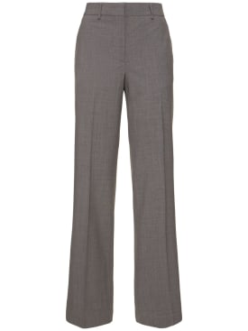 MSGM: Pantalon évasé en laine mélangée - Gris - women_0 | Luisa Via Roma