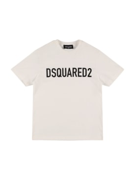 Dsquared2: T-shirt in jersey di cotone stampato - Bianco - kids-boys_0 | Luisa Via Roma